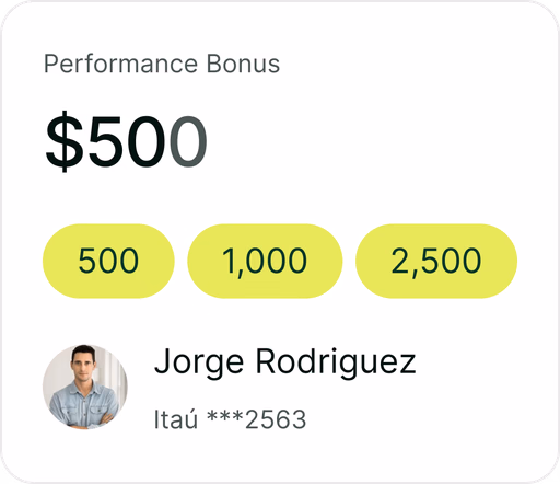 Performance bonus interface